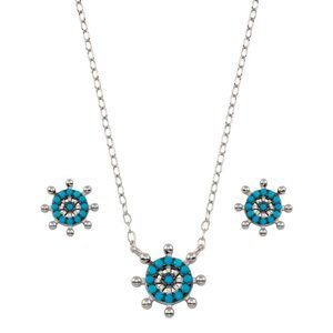 Rhodium Plated 925 Sterling Silver Turquoise Galver Sets